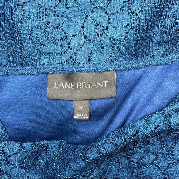 Lane Bryant Teal Blue Lace Overlay Midi A-Line Dress Size 26 - Picture 11 of 13